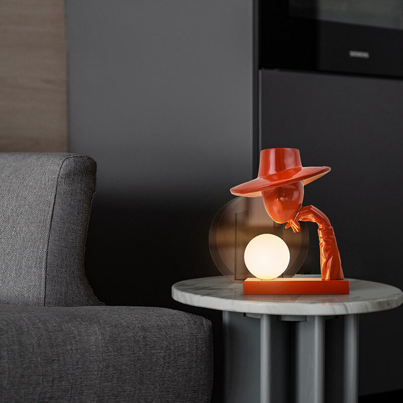 Abstract Hat-Wearing Human Figure Table Lamp