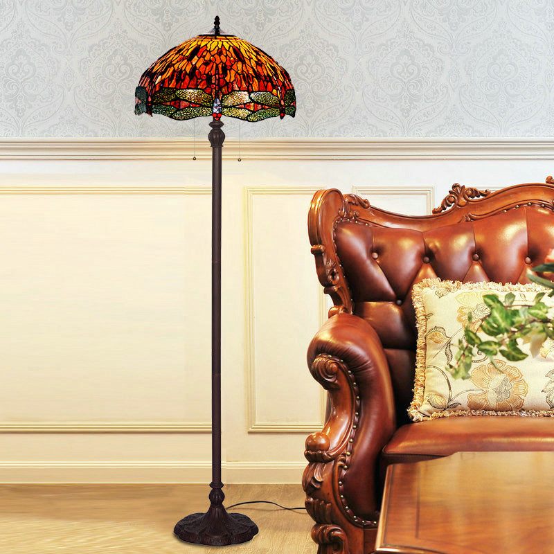 Dragonfly Stained Glass Home 2-Light Floor Lamp
