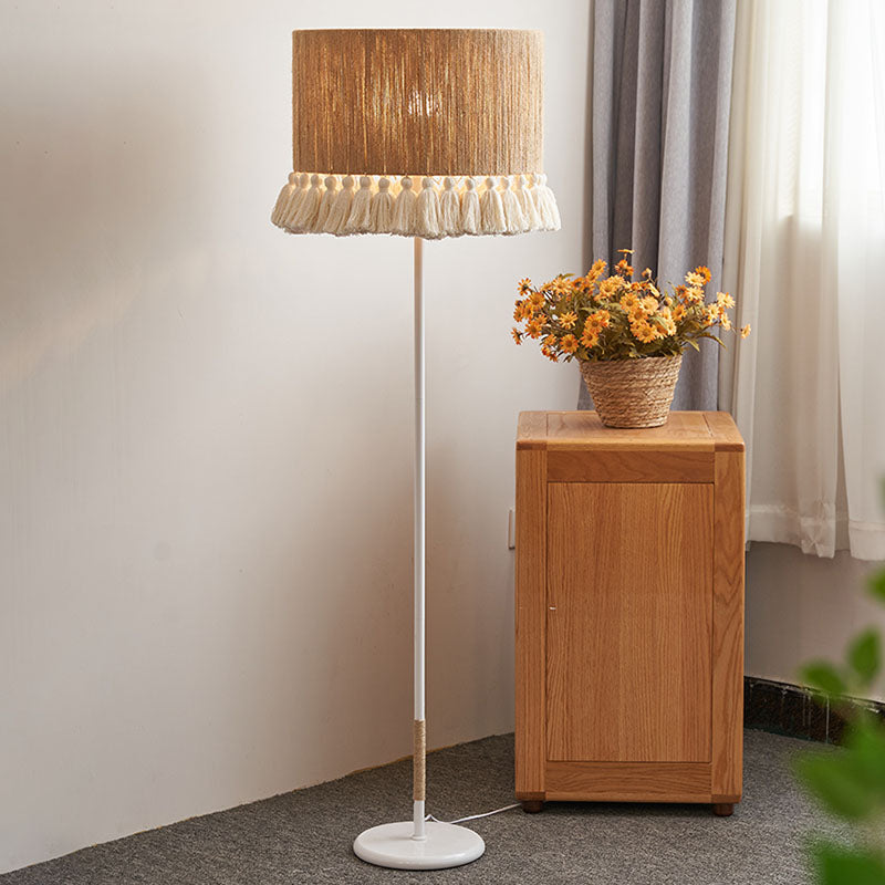 Hemp Rope Weaving Cylinder Floor Lamp