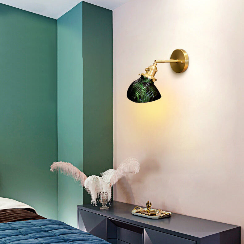 Emerald Glass Brass Straight Wall Lamp