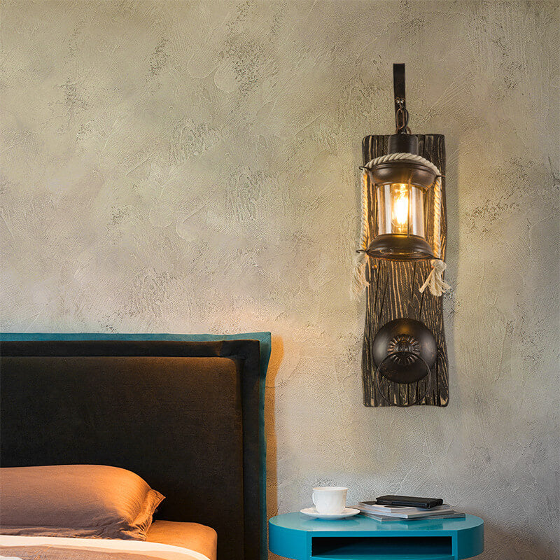 Wood Iron Wall Lamp
