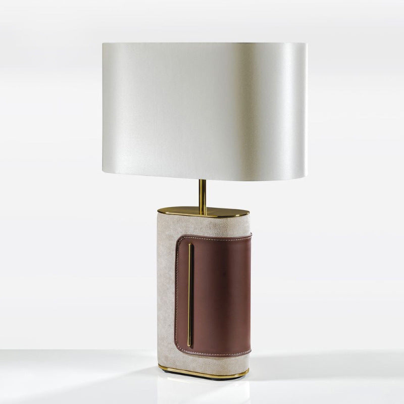 Rectangular Oval Leather Iron Table Lamp