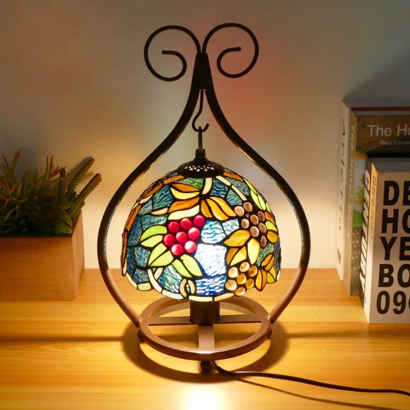 Style Heart Stained Glass Table Lamp