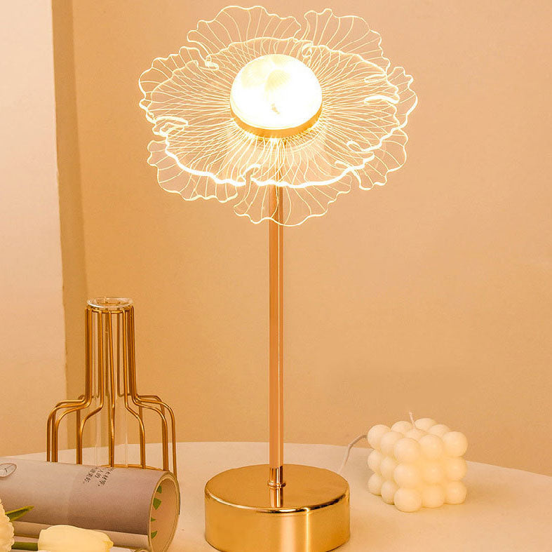 Acrylic Flower Butterfly Gold Table Lamp
