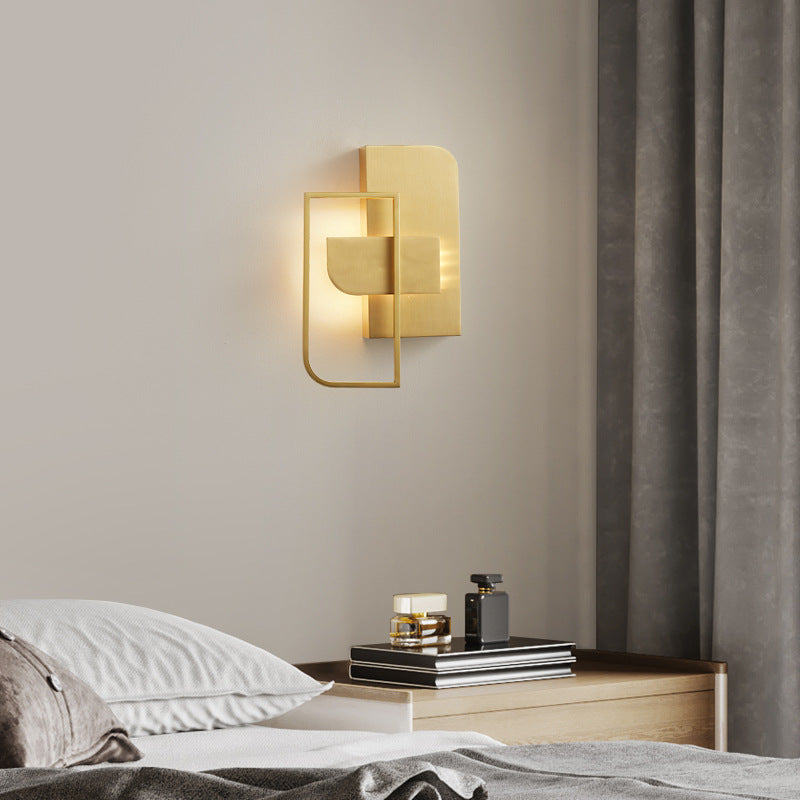 All Copper Rectangular Geometric Wall Lamp