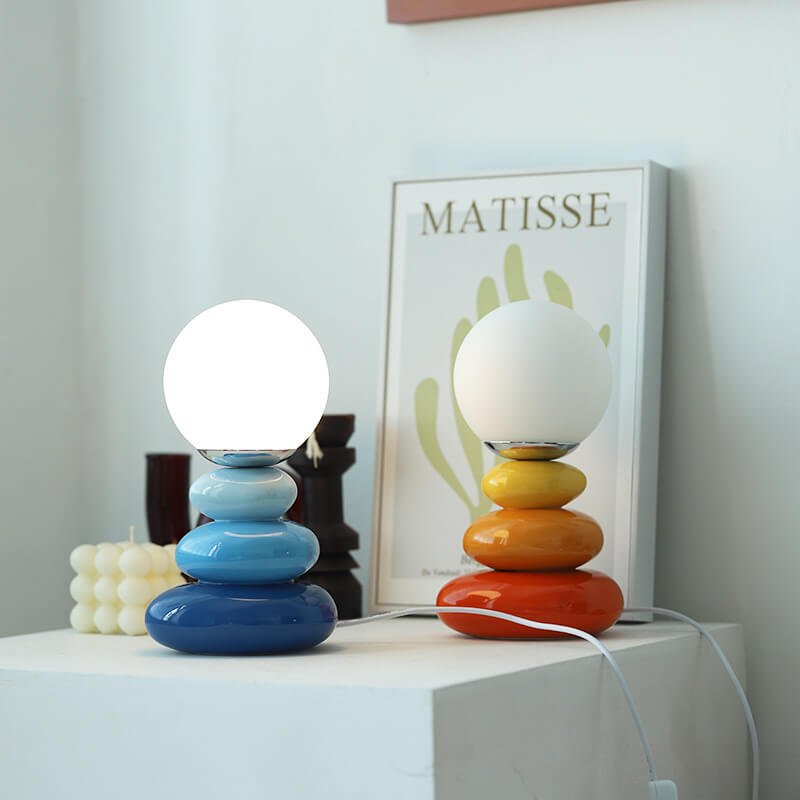 Ceramic Colorful Stacked Stones Table Lamp
