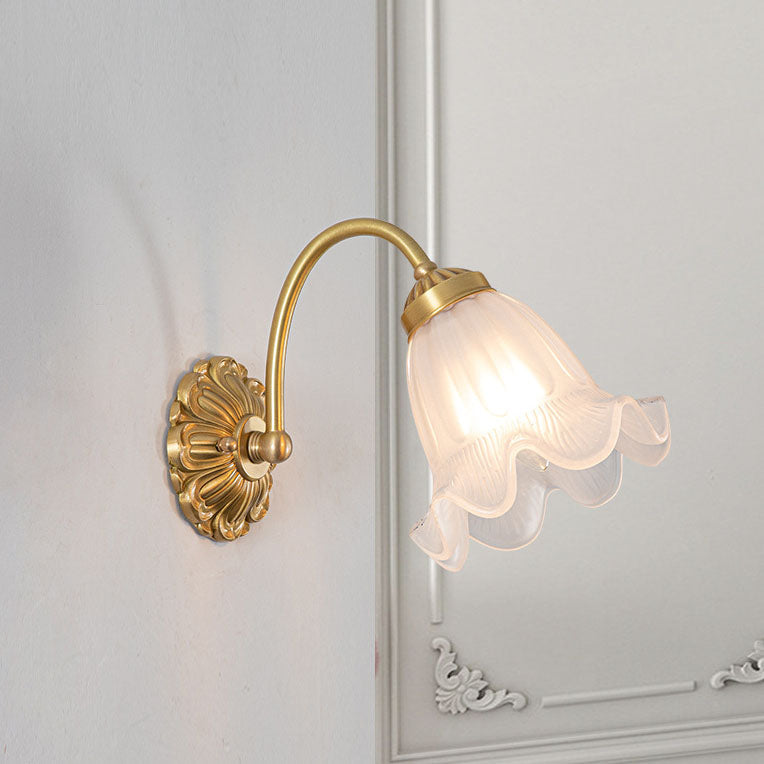 Floral Copper Glass Wall Lamp