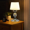 European-style White Fabric Chrome Table Lamp