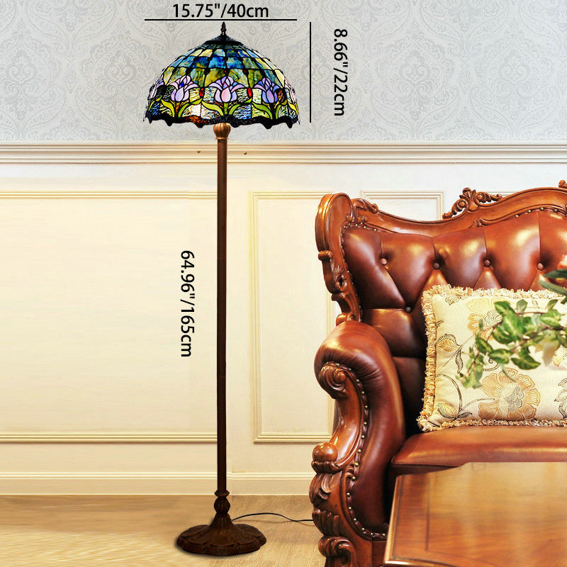 Tulip Stained Glass Dome 2-Light Floor Lamp