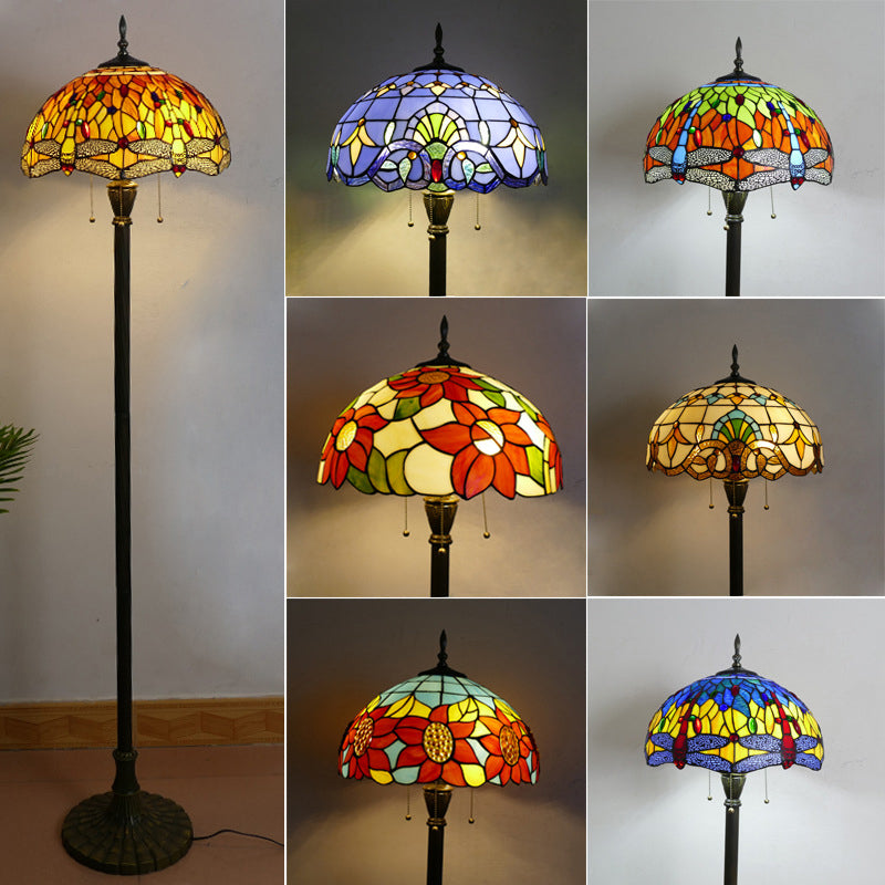 Column Iron Glass Living 3-Light Floor Lamp