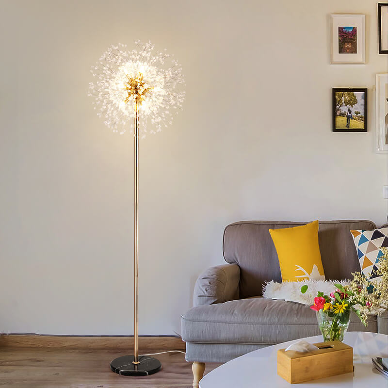 Dandelion Crystal Aluminum Marble 9-Light Floor Lamp