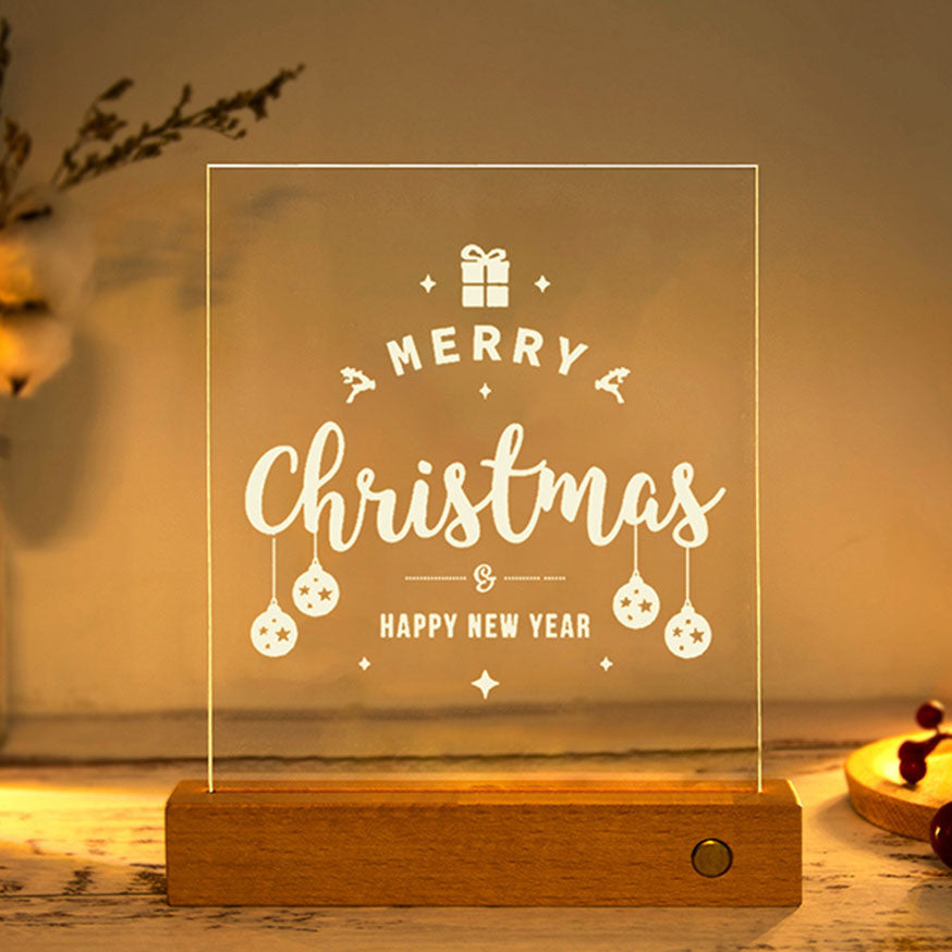 Christmas Rectangular Acrylic Plate Table Lamp
