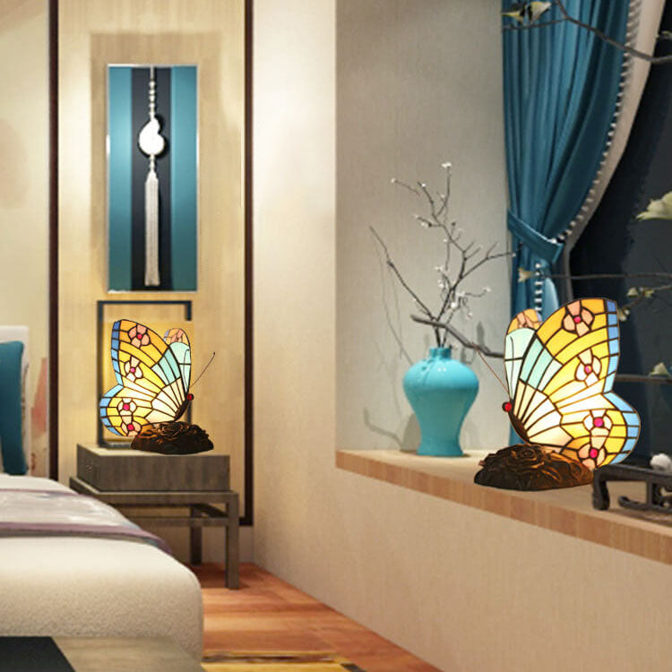 Butterfly Shape Stained Glass Table Lamp