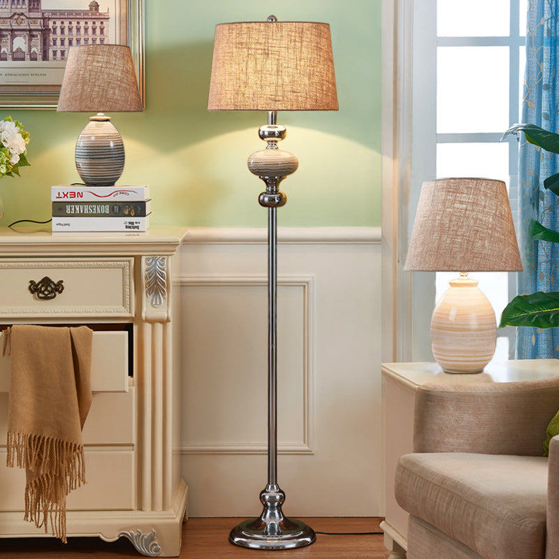 Solid Color Ceramic Fabric Floor Lamp