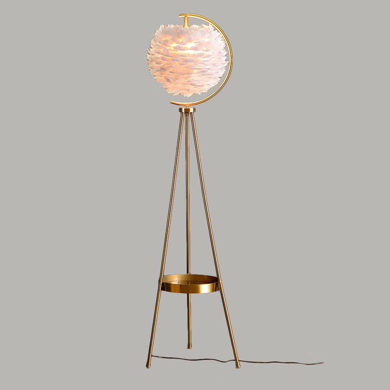 Iron Feather Tripod Bedroom Floor Lamp