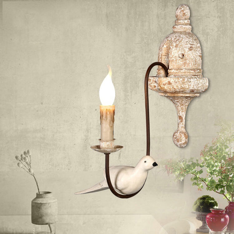 Wooden Bird 1/2 Wall Lamp