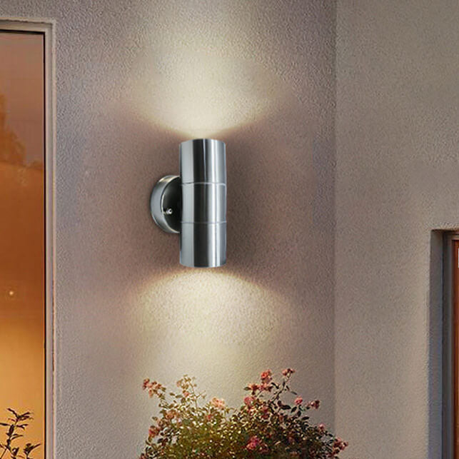 Stainless Steel Cylinder 2-Light Wall Lamp