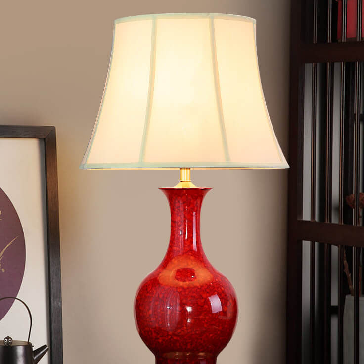 Flowing Glaze Ceramic Fabric Table Lamp