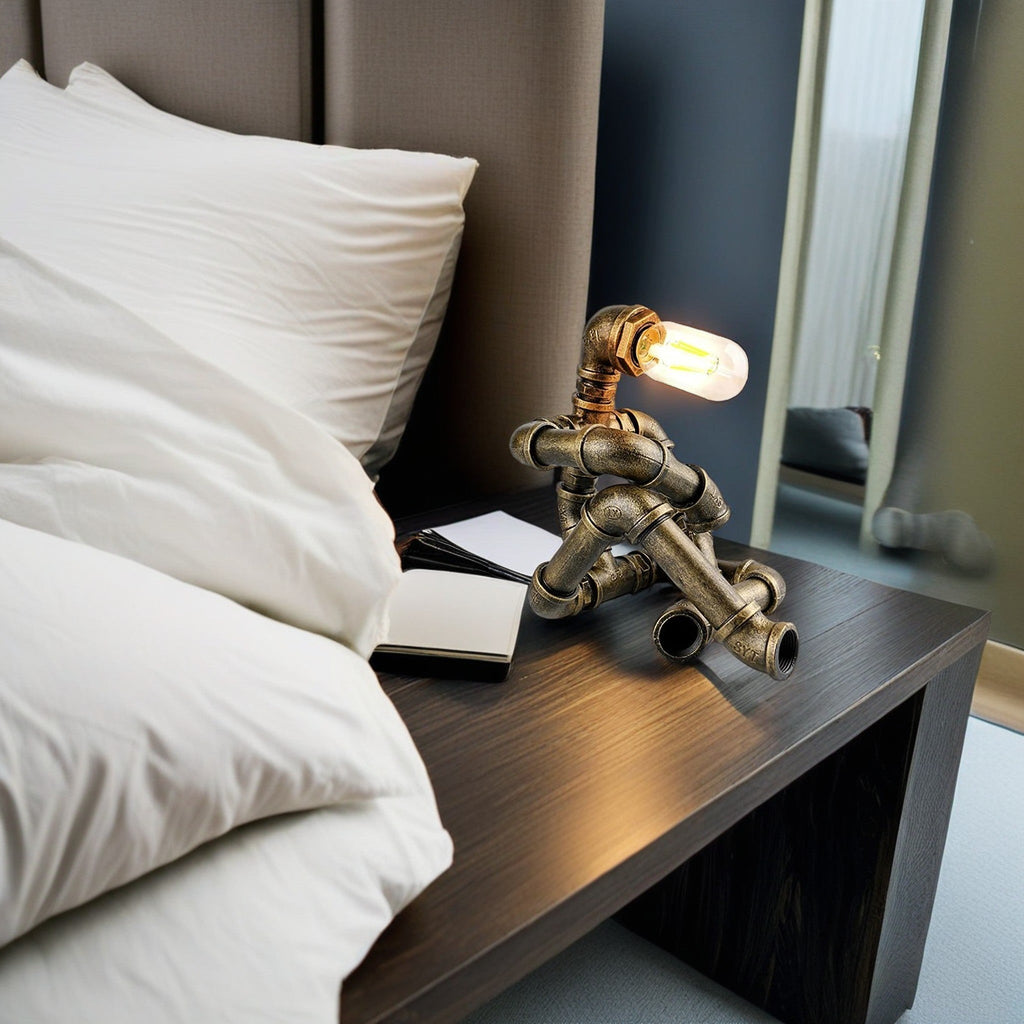 Plumbing Robot Iron Bedroom Table Lamp