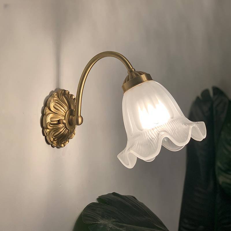 Floral Copper Glass Wall Lamp