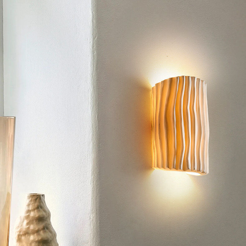 Resin Striped Half Cylinder 2-Light Wall Lamp