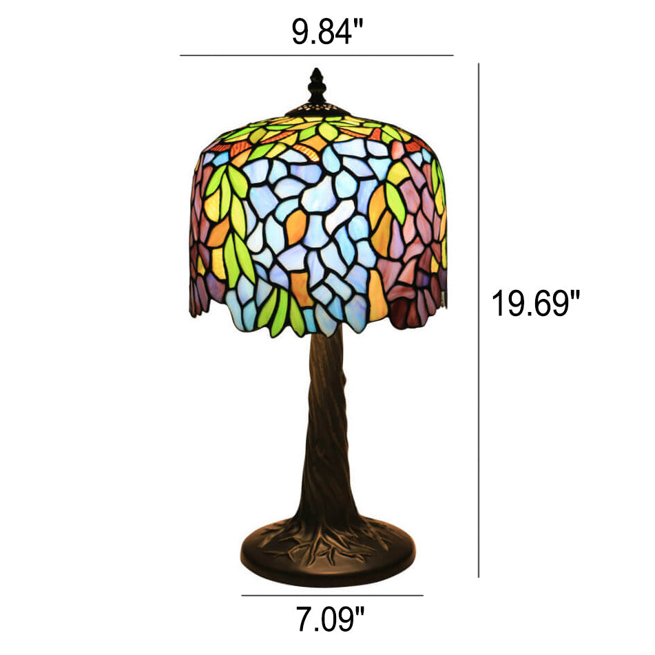 Colored Flower Glass Cylinder Table Lamp