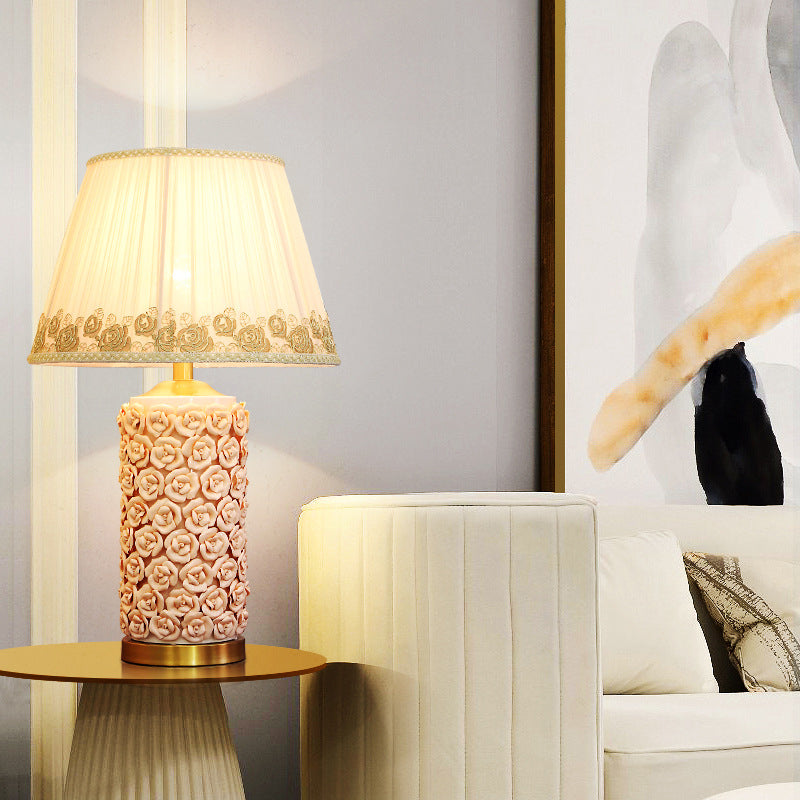 Rose Vase Cylinder Copper Table Lamp