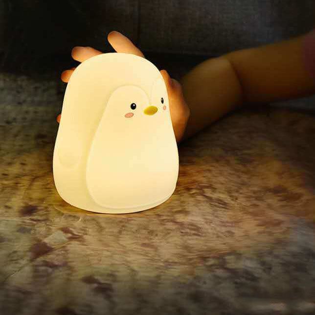 Cartoon Penguin Silicone Kids Table Lamp