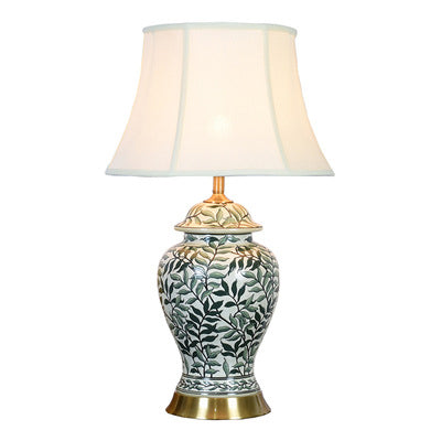 Lotus Leaves Pattern Ceramic Table Lamp