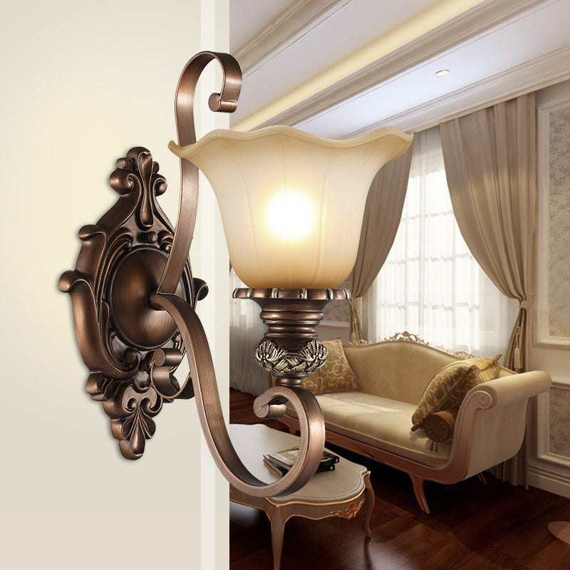 Frosted Glass Flower Iron Wall Lamp
