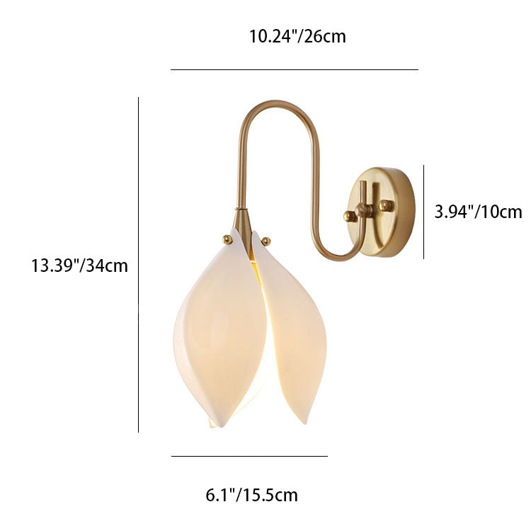 Ceramic Magnolia Flower Shape Wall Lamp