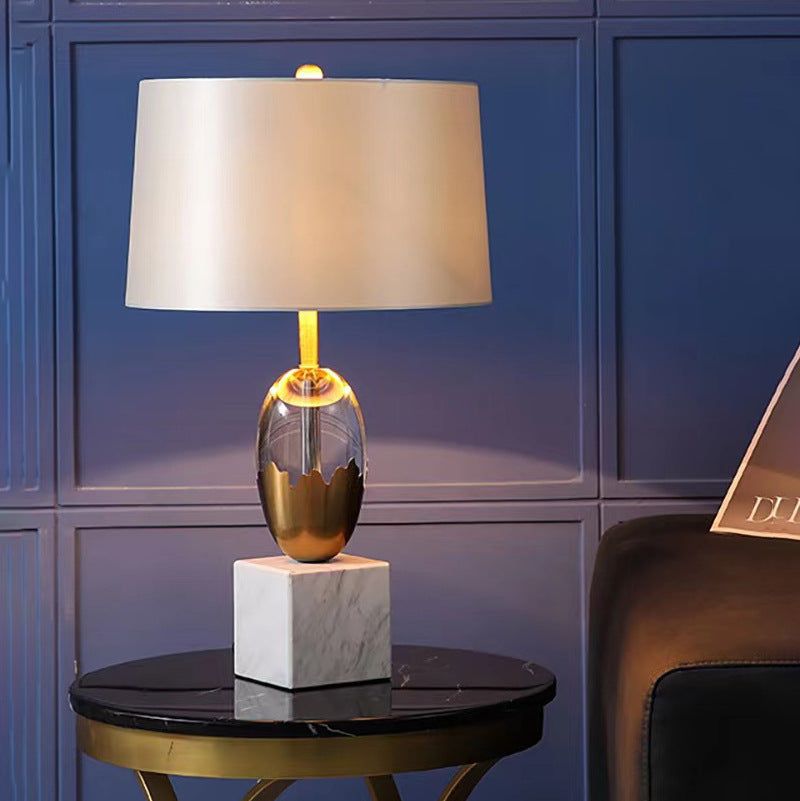 Fabric Crystal Marble Bedroom Table Lamp