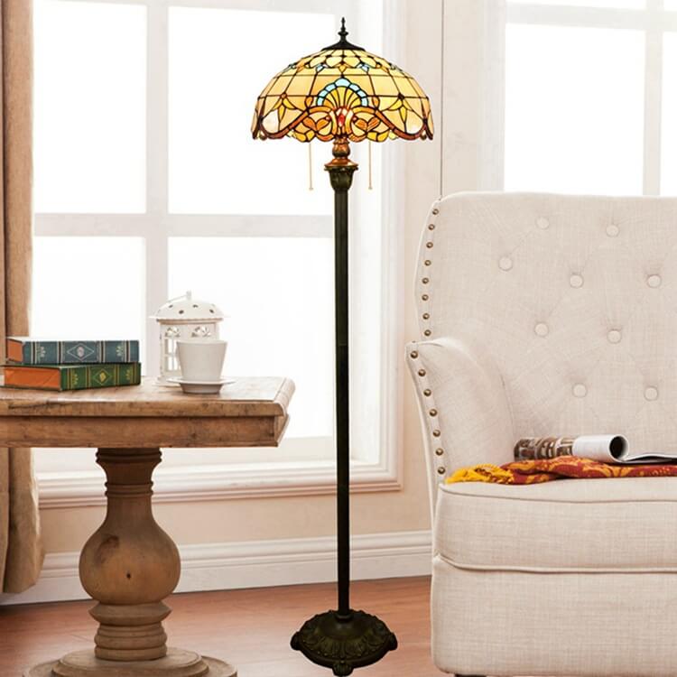 Baroque Stained Resin Iron 2-Light Floor Lamp