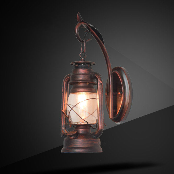 Iron Glass Cylinder Kerosene Wall Lamp