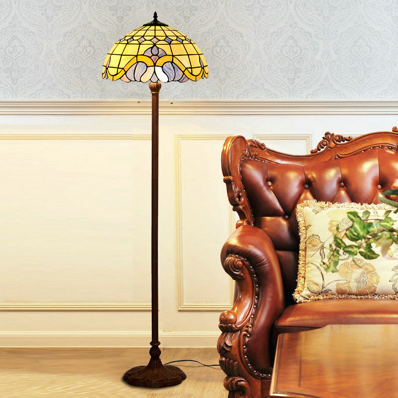 Mediterranean Stained Glass Home 2-Light Floor Lamp