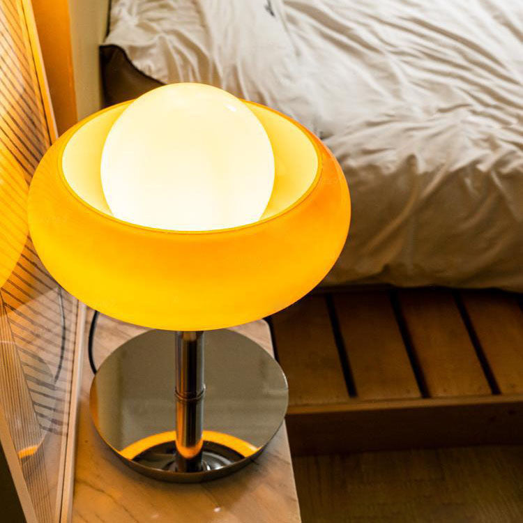 Silver Finish Frame Custard Table Lamp