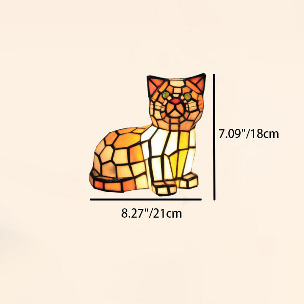 Stained Glass Cat Bedroom Table Lamp