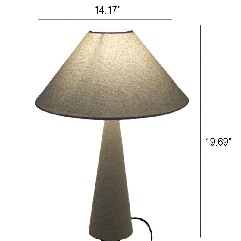 Linen Fabric Cone Column Table Lamp