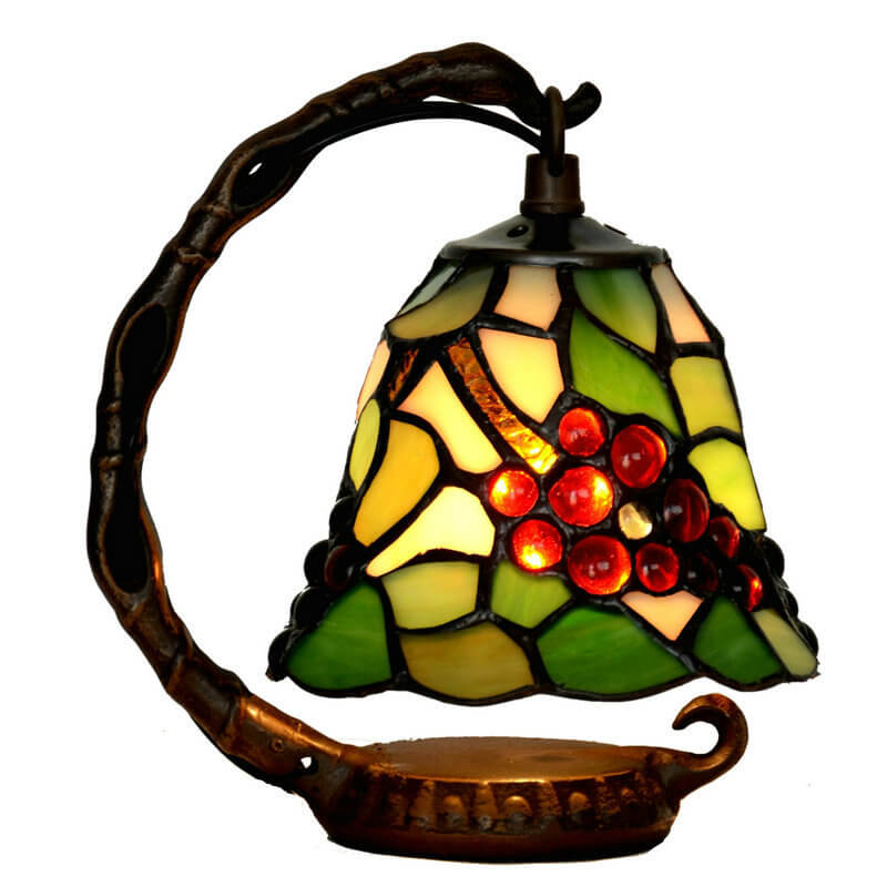 Grape Stained Glass Metal Table Lamp