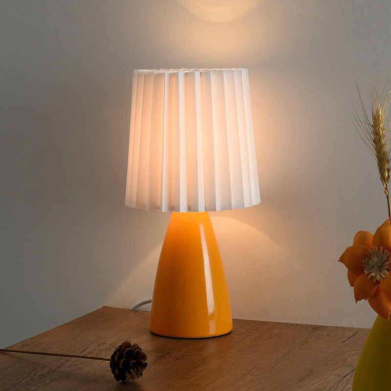 Pleated Fabric Ceramics Bedroom Table Lamp