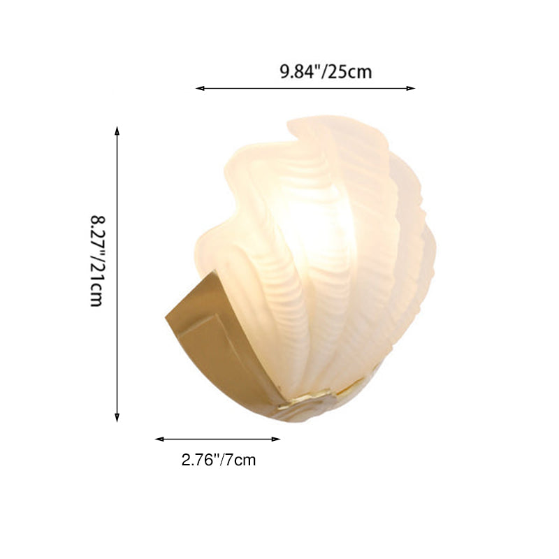 Shell Brass Glass Living Wall Lamp