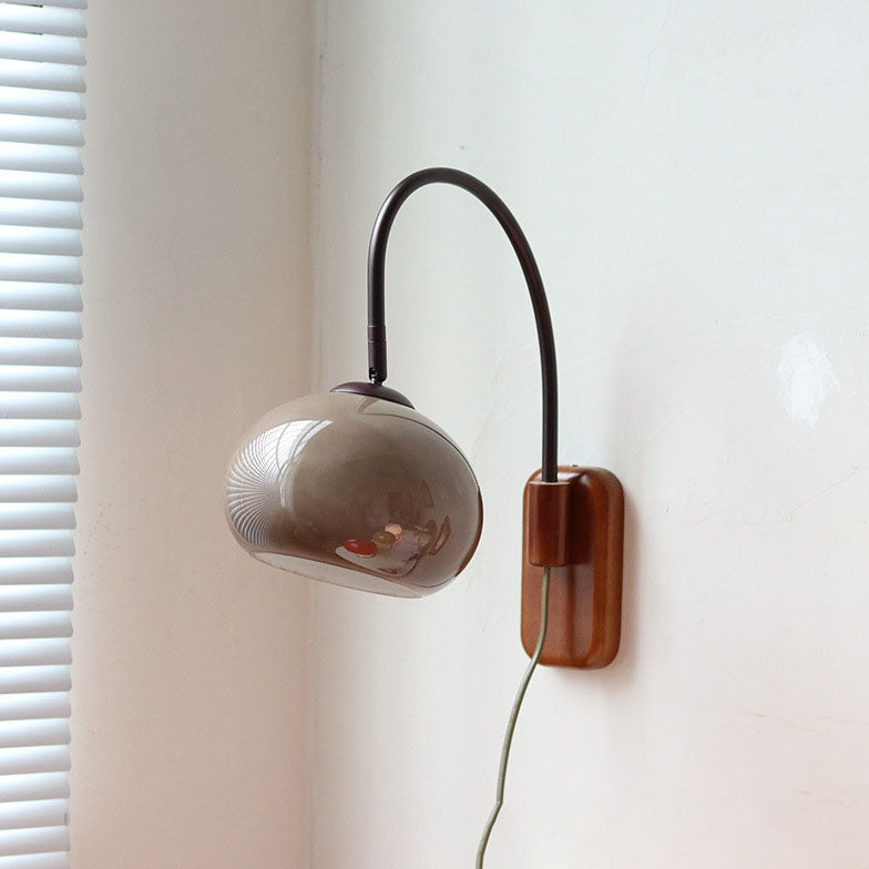Minimal Glass Solid Wood Wall Lamp