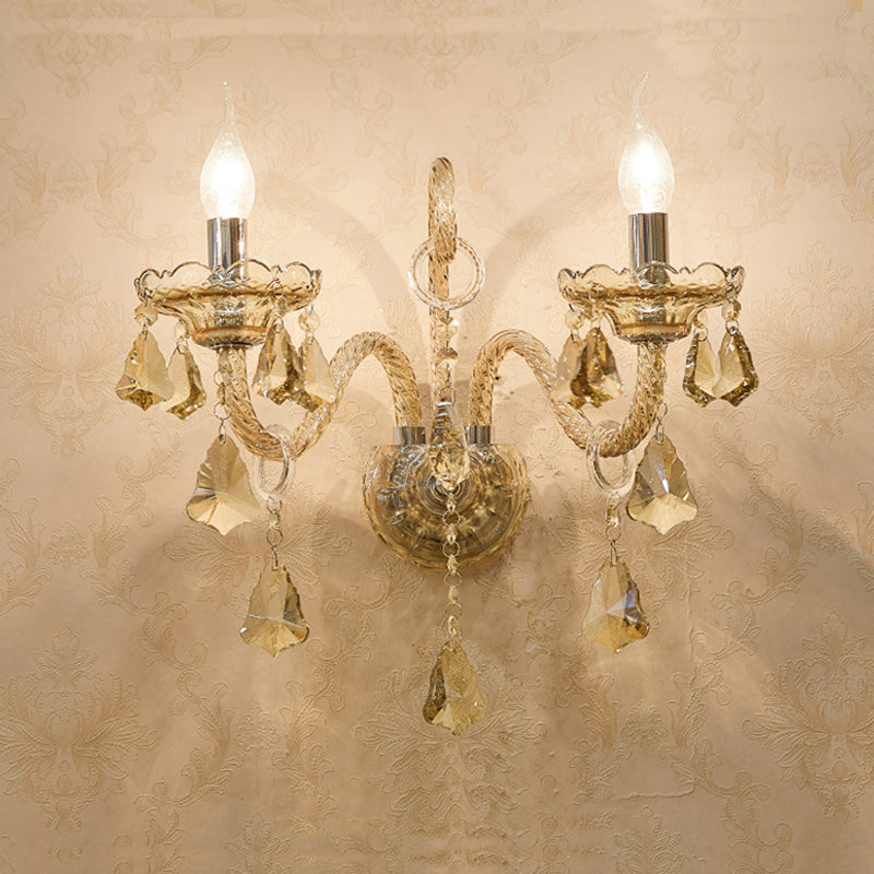 Glass Crystal Candelabra Hardware Wall Lamp