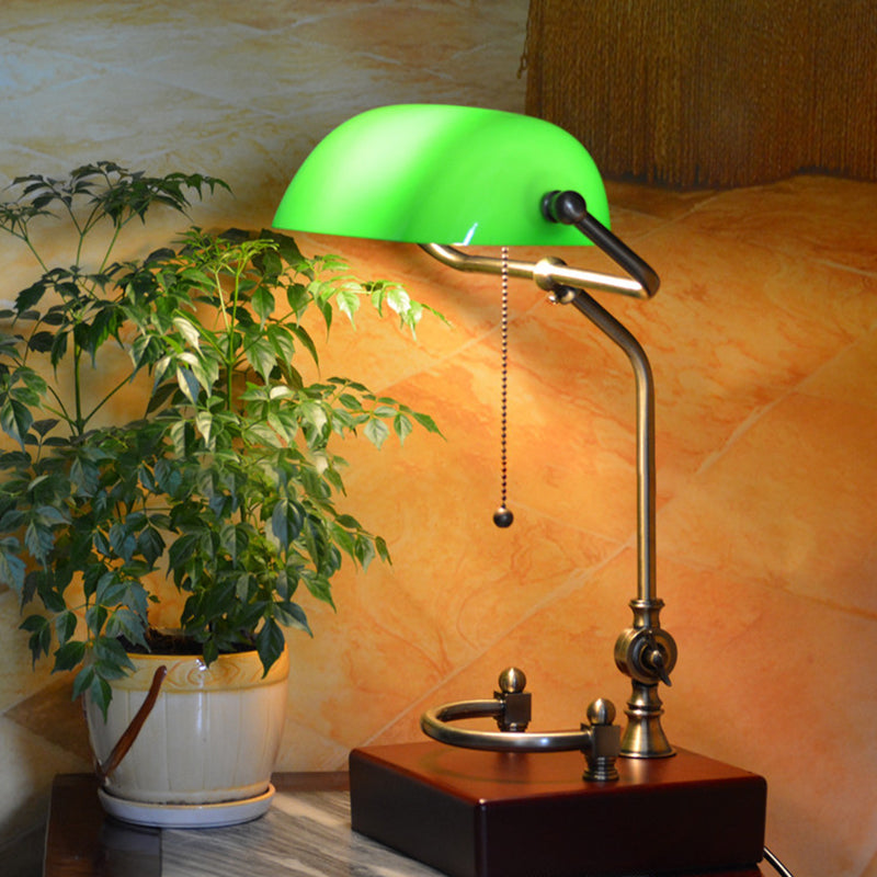 Square Green Glass Solid Table Lamp
