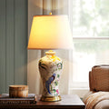 Bird Flower Painted Ceramic Table Lamp
