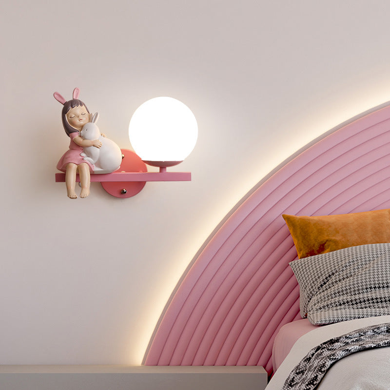 Kids Girls Unicorn Orb Wall Lamp