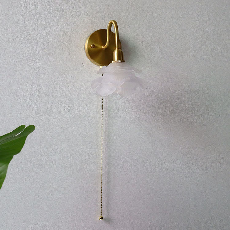Floral Frosted Glass Pull Wall Lamp
