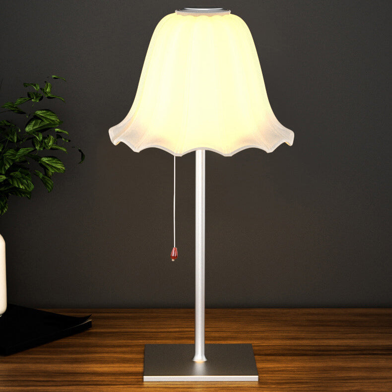Glass Pod Pleated Pull Table Lamp