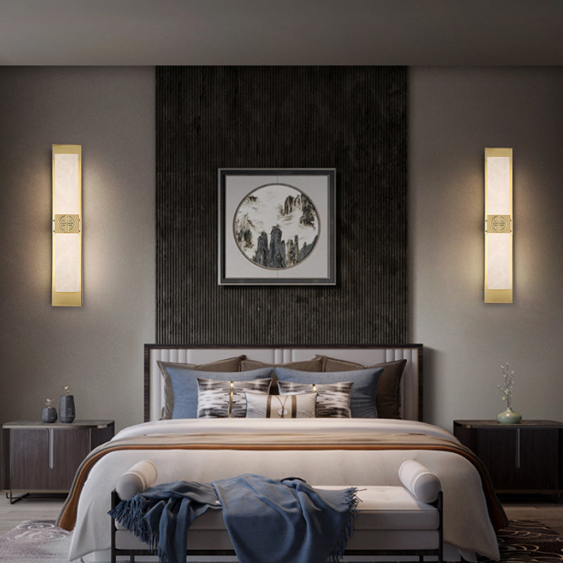 Copper Marble Cubic Strip Wall Lamp