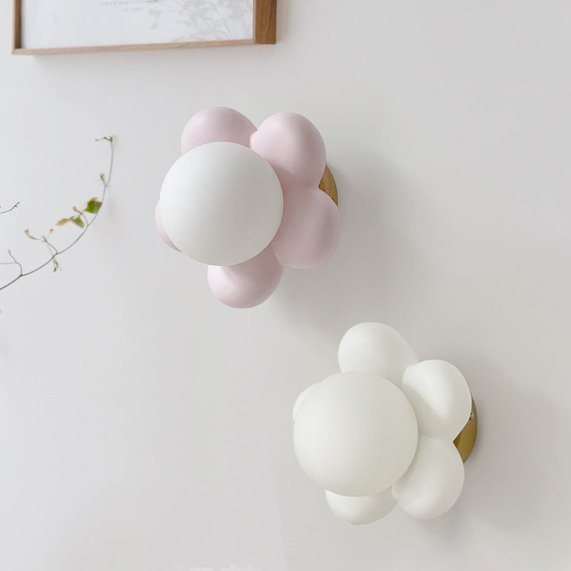 Floral Iron Wood Ceramic Wall Lamp